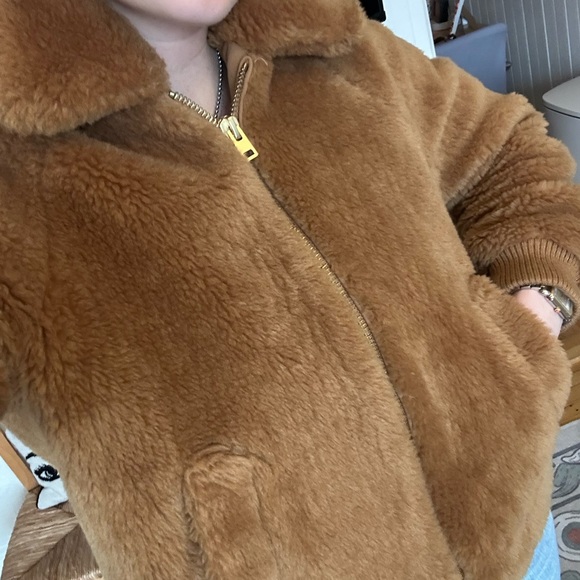 Women's Brown Faux Fur Jacket - Picture 4 of 4